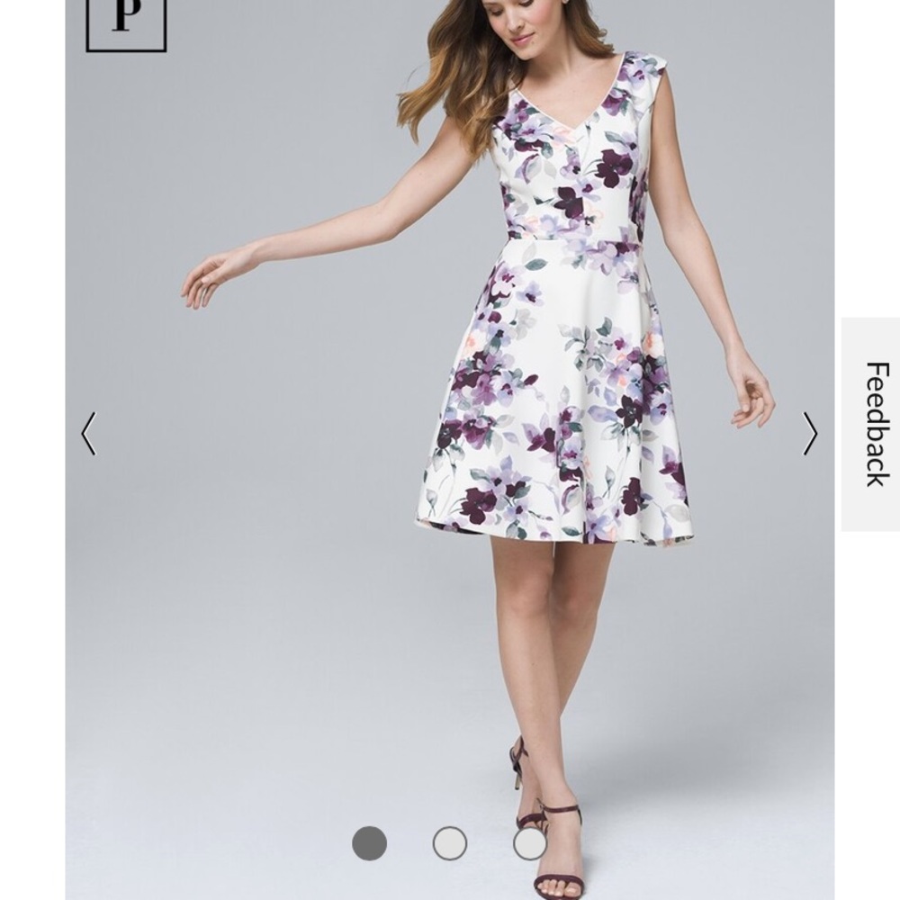 White House Black Market purple floral sleeveless petite dress